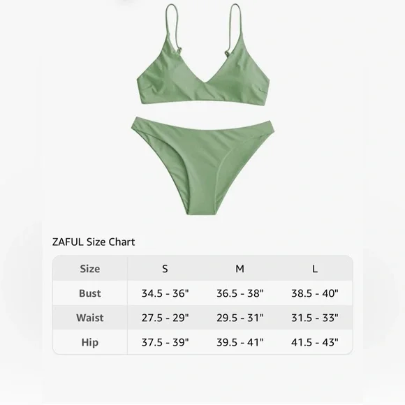 106 NWT ZAFUL Women's Solid Spaghetti Strap Bralette Bikini Set - Size Large - Picture 3 of 9